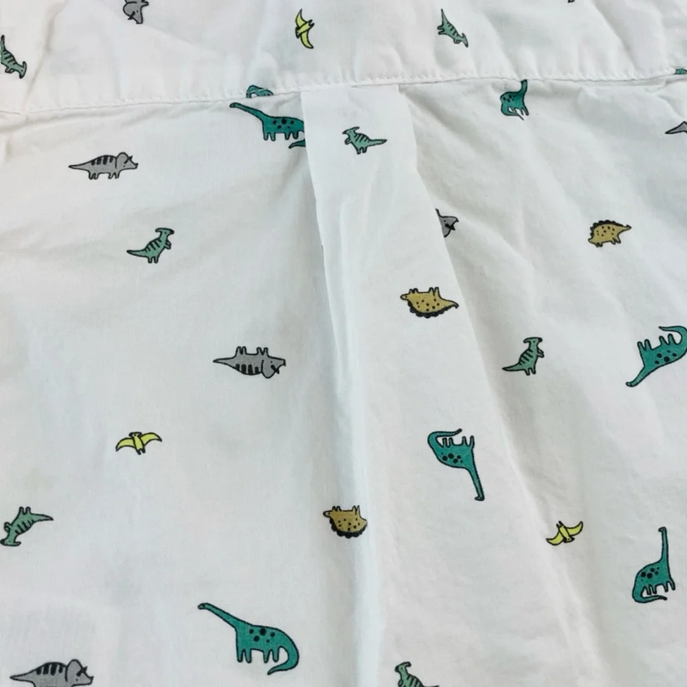 CARTER’S • White/Multi Dinosaur Print Button-Down Short Sleeve Shirt, 3M